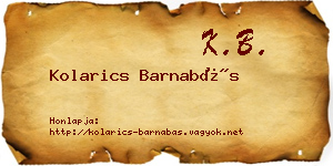 Kolarics Barnabás névjegykártya