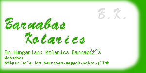 barnabas kolarics business card